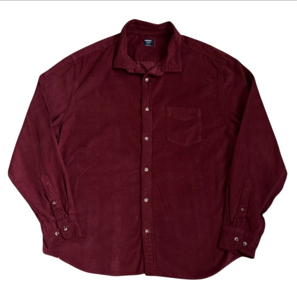 Untuckit Shirt Mens XXL Button Up Corduroy Maroon Burgundy Casual Long Sleeve